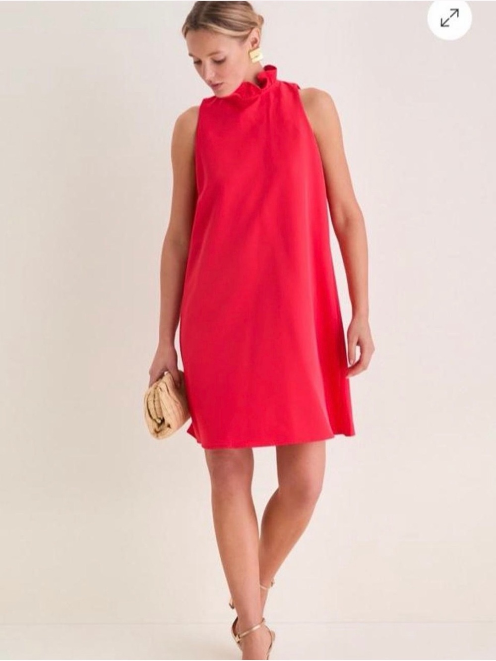 Tuckernuck Blythe Dress Poppy Red XL Ruffle Neck Shift Mini Dress